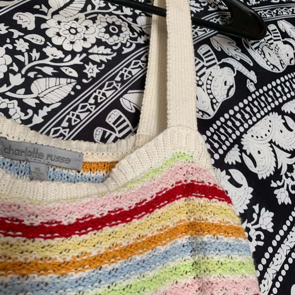 Stripped multi-color Charlotte Russe knitted crop top tank - Picture 3 of 3